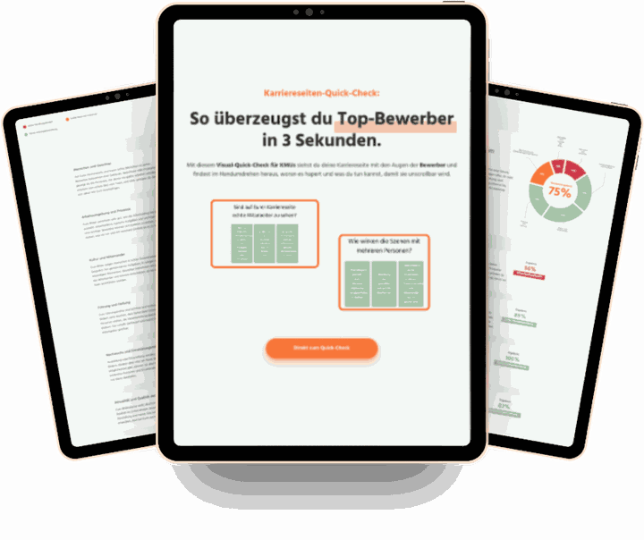 Vorschau des Karriereseiten-Quick-Check auf mehreren Tablet-Bildschirmen